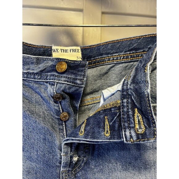 FREE PEOPLE Distressed Jeans Women’s Size 31 Button Fly - Picture 5 of 5
